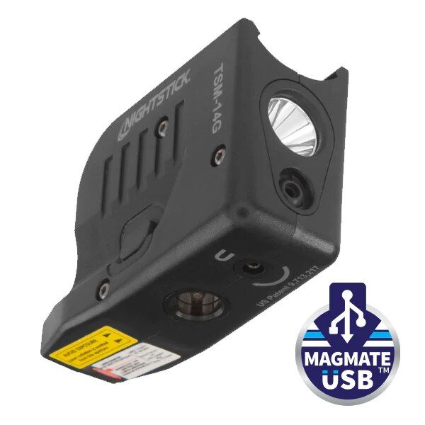 The Nightstick Rechargeable Weapon-Mounted Light with Green Laser is a perfect lighting solution for you sub-compact GLOCK.